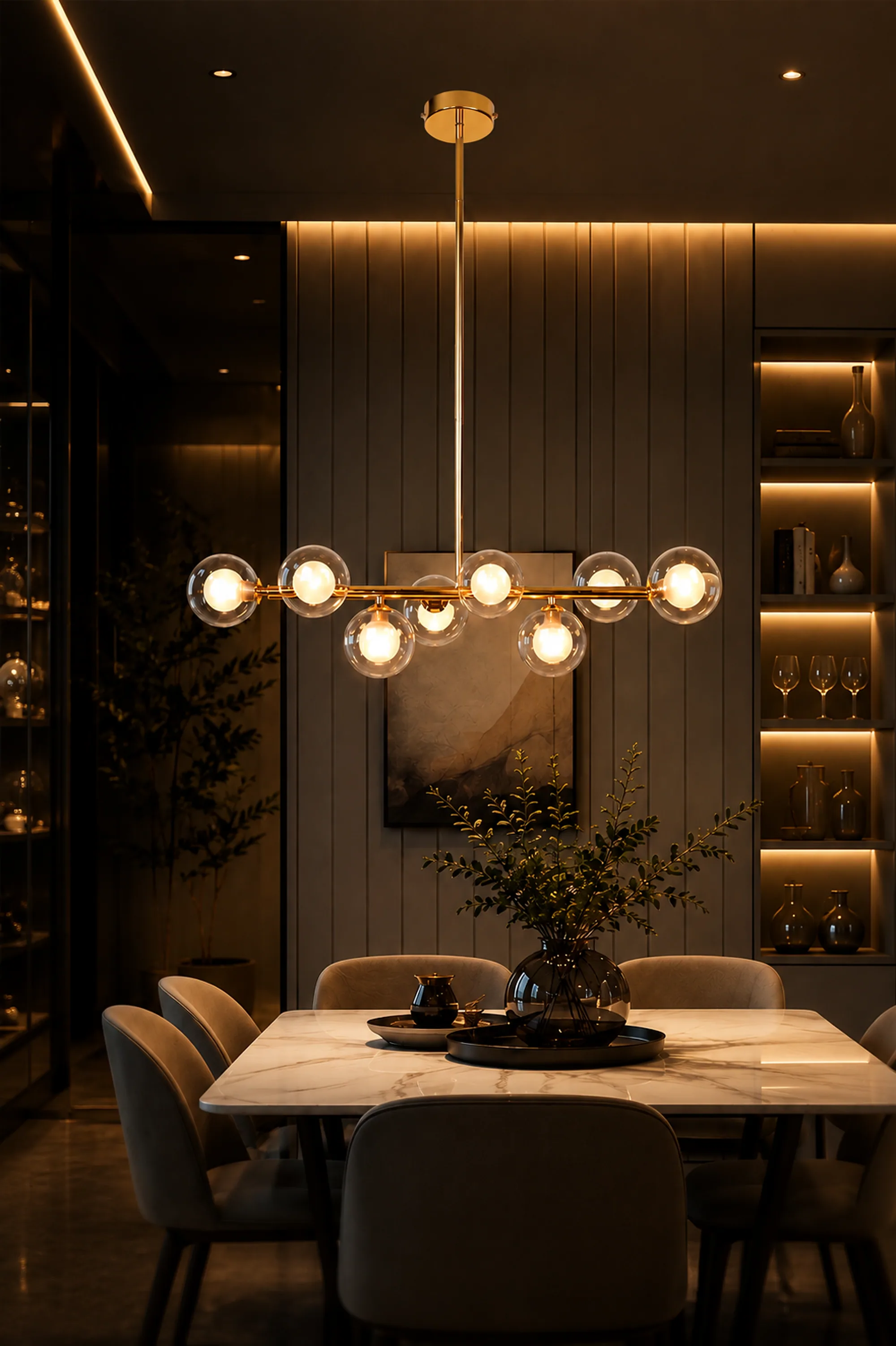 Pendente Molecular — luminária no showroom da Central do LED